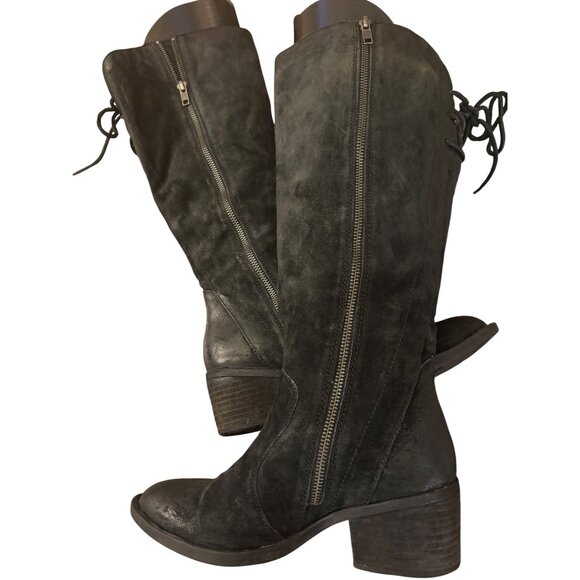 Born Womens Felicia Black Leather Knee-High Boots Wide Calf Size 7M - Picture 3 of 13